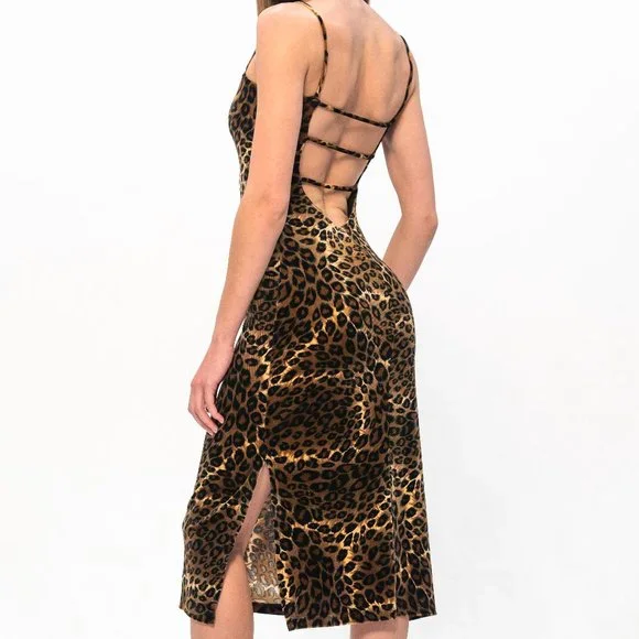 VTG 90s Leopard Print Dress - Picture 2 of 4